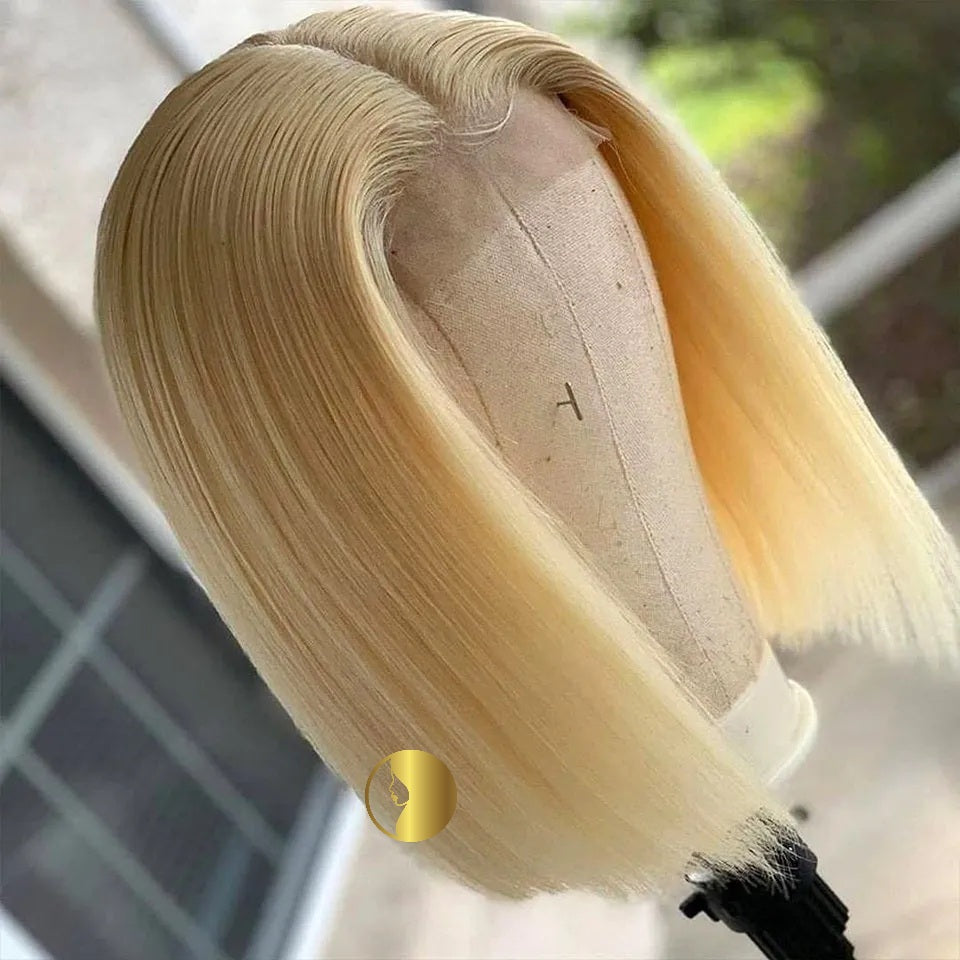 100% Virgin Blonde 613 Human Hair Bob Wigs