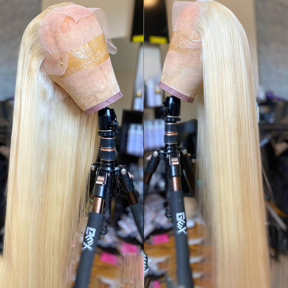 100% Virgin Blonde 613 Straight Human Hair Frontal Wigs